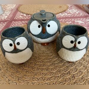 JAPAN KOTOBUKI OWL CERAMIC TEA SET